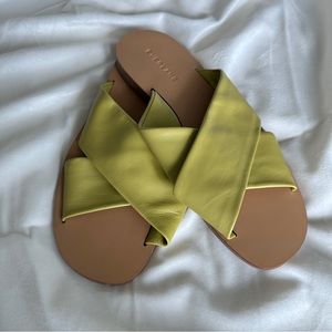 Everlane The Day Crossover Sandal Slides Italian Leather Olive Green Size 8 New